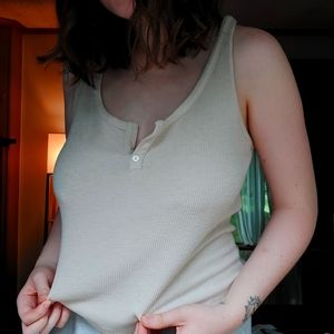 Ribbed Cream Tank